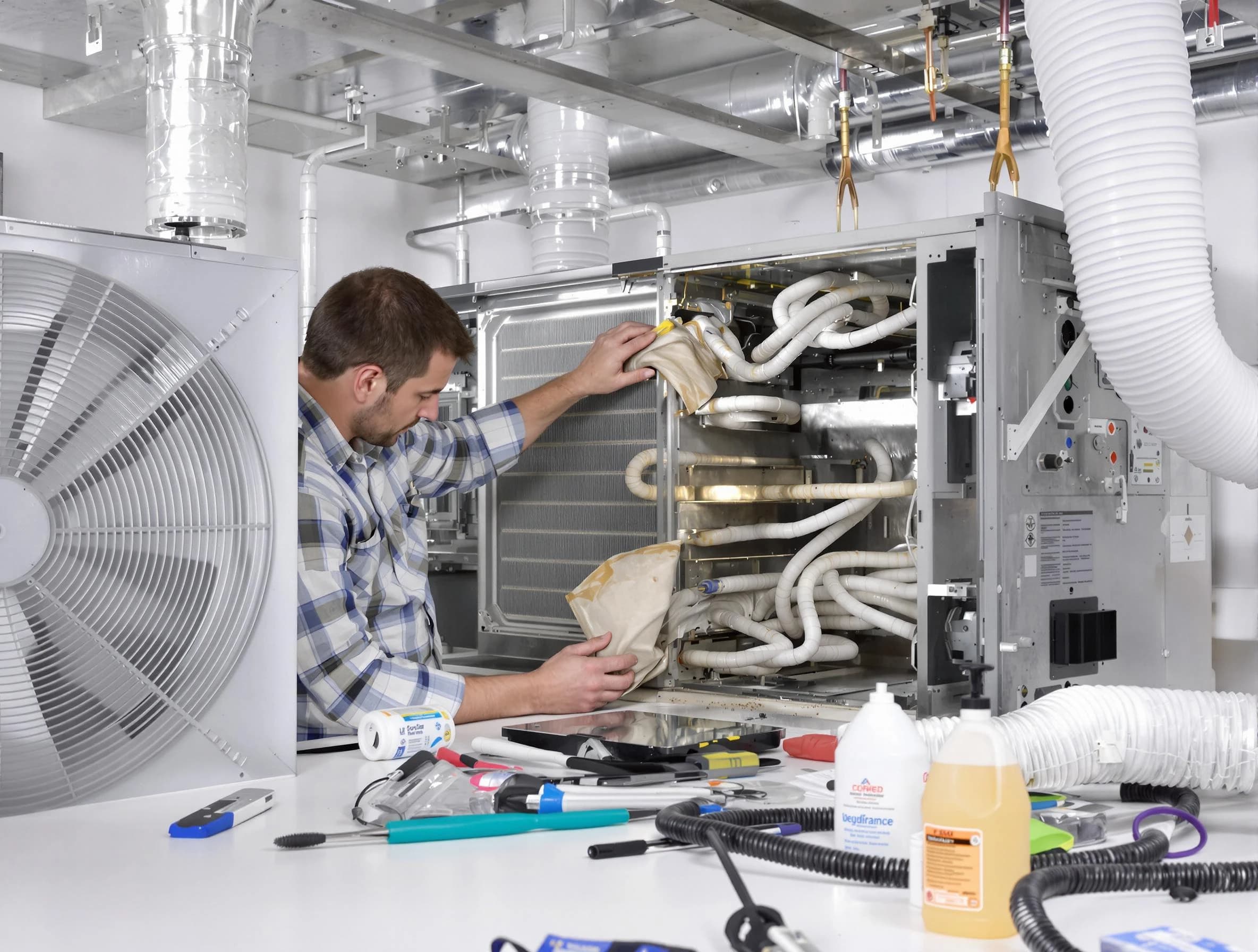 Bellwood Air Duct Cleaning specialist performing precision AC coil cleaning in Bellwood