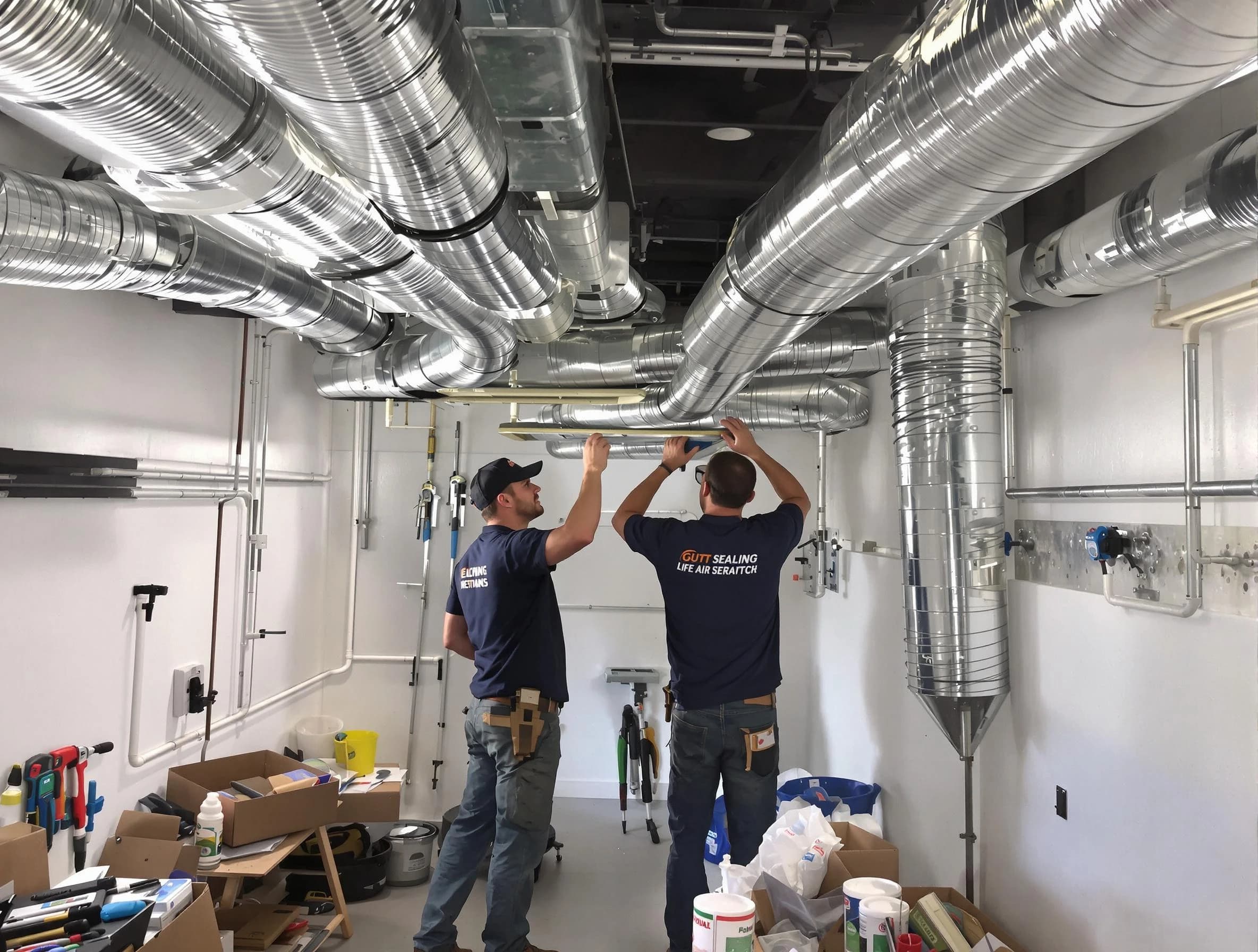 Bellwood Air Duct Cleaning technician applying professional duct sealing solutions in Bellwood