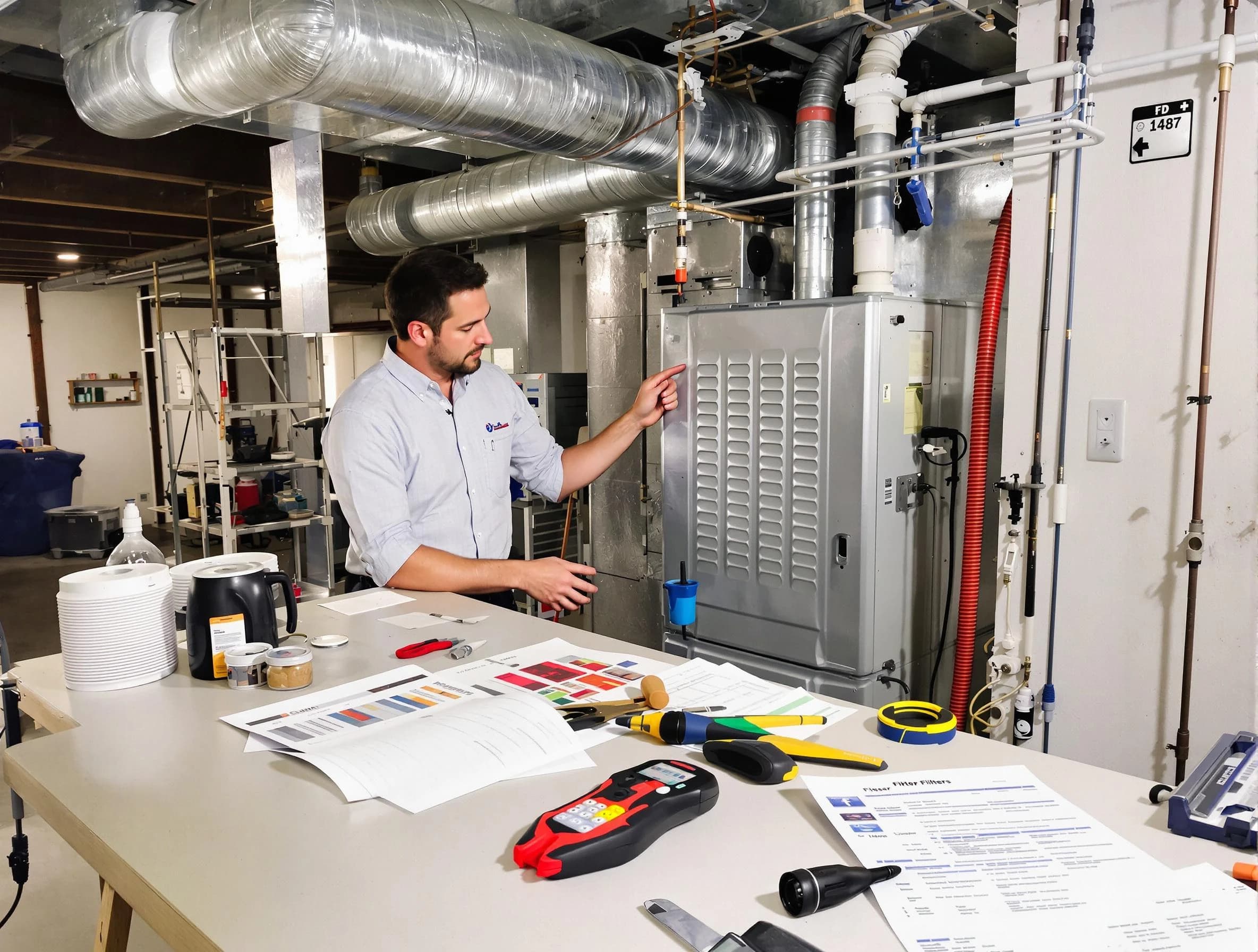 Bellwood Air Duct Cleaning inspector conducting detailed filter system evaluation using professional diagnostic tools in Bellwood