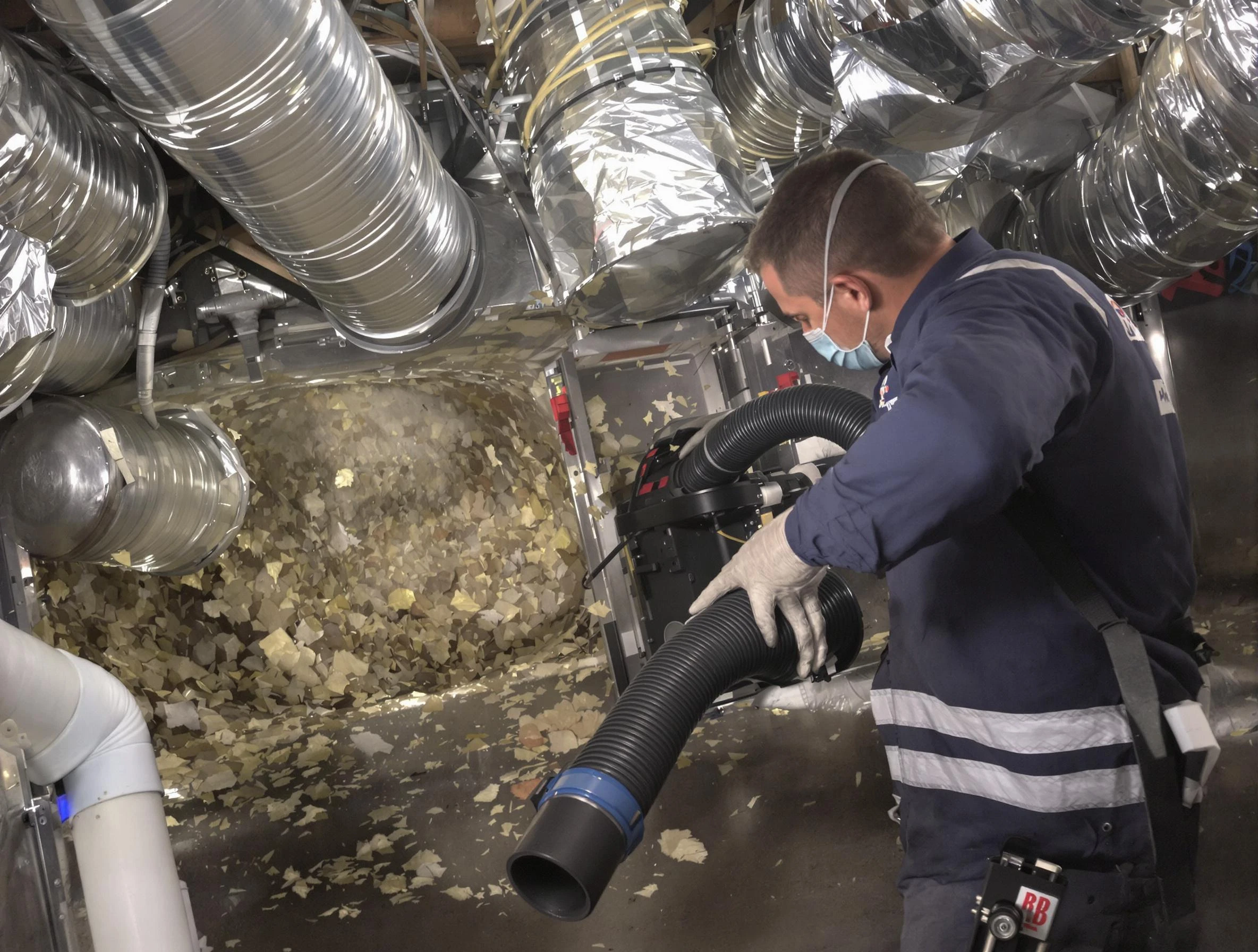 Bellwood Air Duct Cleaning specialist operating negative pressure cleaning equipment for thorough duct maintenance in Bellwood